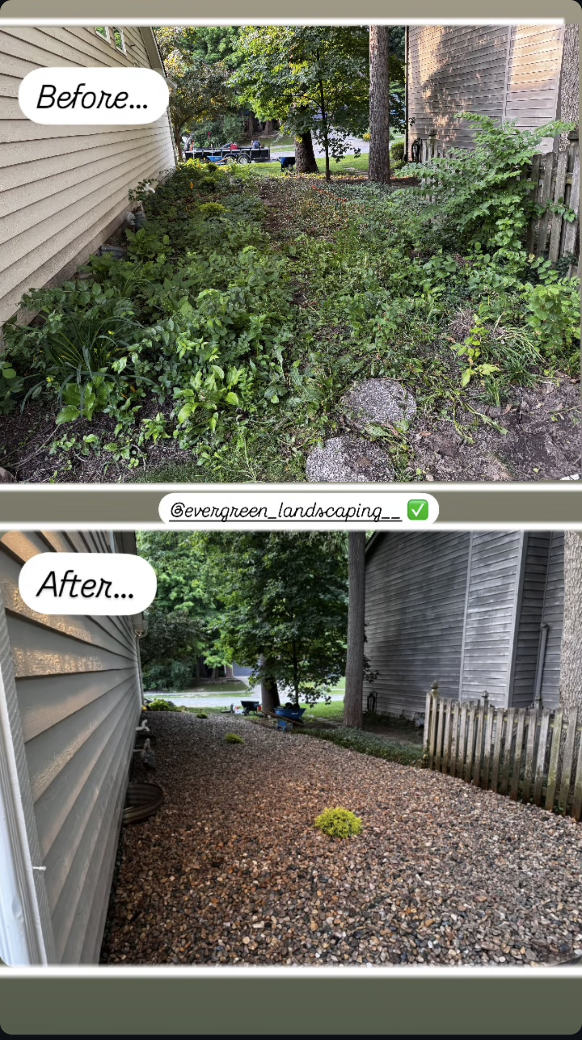 Before and after landscape transformation by Evergreen